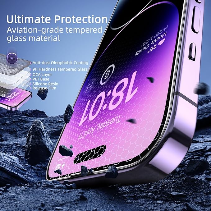 RUWA Screen Protector for iPhone 14 Pro Max [6.7 Inch][3-Pack]