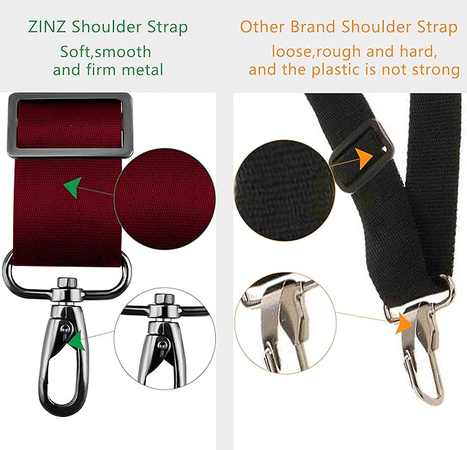 ZINZ Shoulder Strap 58" Ultra-Thick Fixed Padded and Adjustable Buckles Crossbody Strap for Briefcase Laptop Bag Luggage