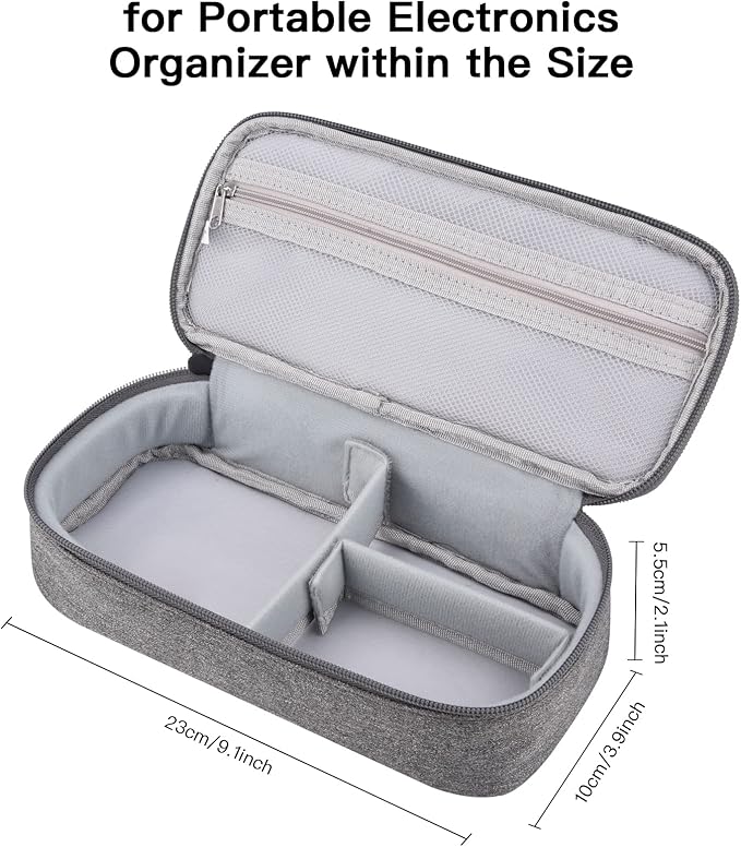 Tech Organizer Travel Case, Electronics Carrying Pouch Bag for Cable, Charger & Cords (Dark Grey)
