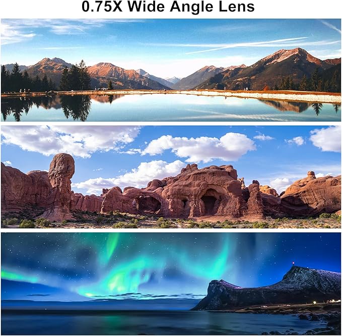 18mm Wide Angle Lens for iPhone Samsung and Android Smartphone, with 17mm Thread Universal Phone Lens Clip and Black Portable Bag