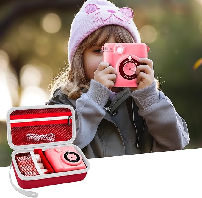 Grapsa Case Compatible with ESOXOFFORE for Dylanto for Anchioo for WEEFUN for GKTZ for Amzelas for Mafiti Instant Print Camera for Kids, Film Camera Storage Holder Organizer Bag (Box Only)- Red