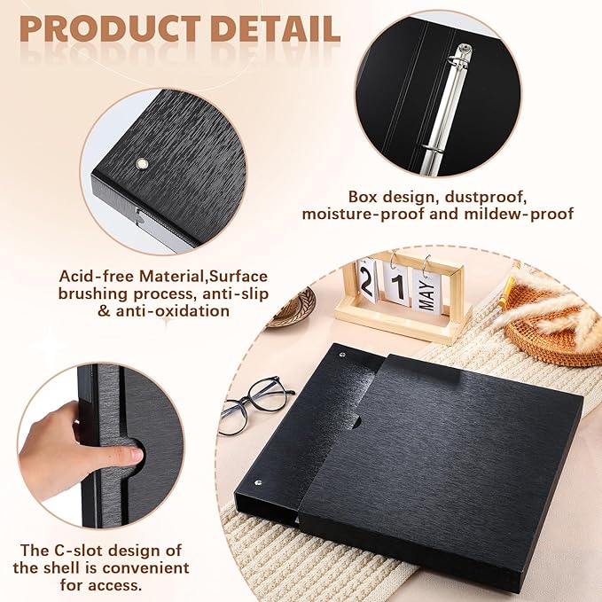 Affrolling 2 Pack Acid Free Film Protector Storage Box 3 Ring Negative Binder Preservers Portfolio Folder for Artwork Folder for 120 Film and 135 35 mm Negative