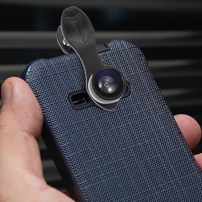 Kisangel 10-in-1 Multifunctional Clip-on Phone Camera Lens Kit, Wide Angle and Macro Lenses Compatible with Smartphones, Black External Mobile Phone Lens Set for Photography Enthusiasts