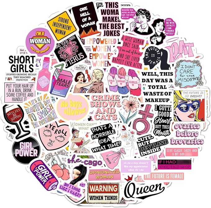 BulbaCraft 100Pcs Funny Girly Stickers, Laptop Stickers for Women - Feminist Decals, Feminist Presents, Gifts for Women & Men