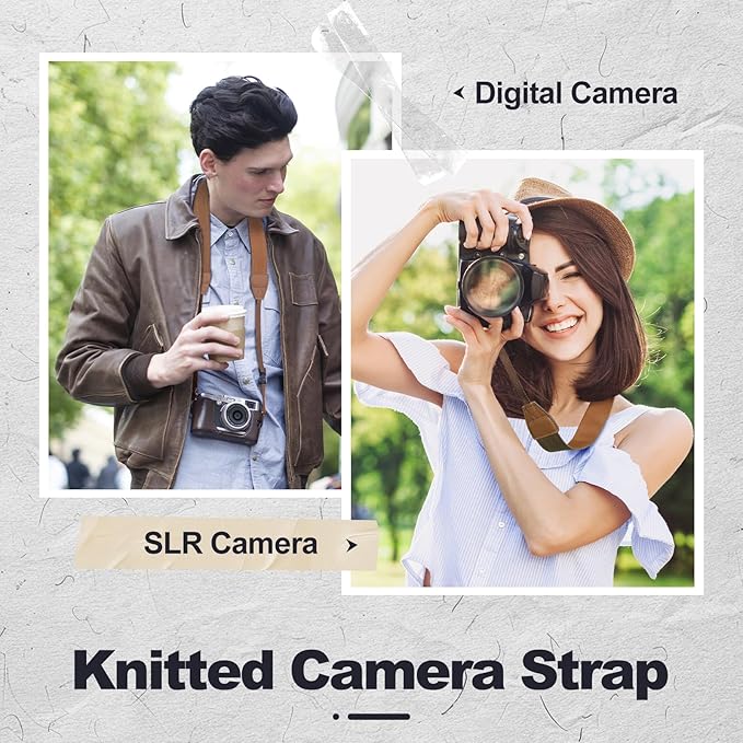 Universal Camera Strap - Camera Neck Strap, Adjustable Shoulder Straps Compatible with Canon, Fujifilm, Nikon, Olympus, Panasonic and other SLR and mirrorless cameras - Brown
