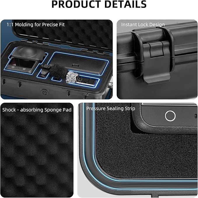 Flymile Osmo 360 Carrying Case, Portable Waterproof Hard Travel Storage Bag 4 x battery/Charging Hub for DJI Osmo 360 Camera Accessories(Case Only)
