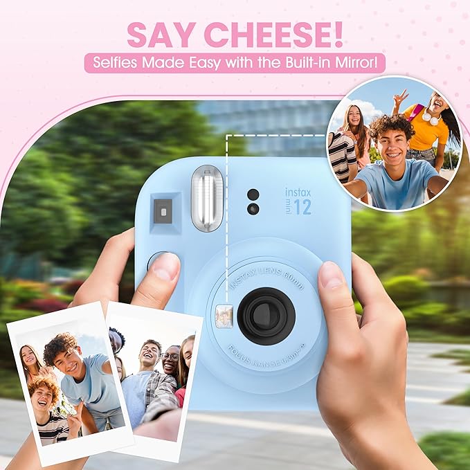 Fujifilm Instax Mini 12 Instant Camera Pastel Blue + Minimate Custom Designed Case + Fuji Instax Film 10 Sheets & Album