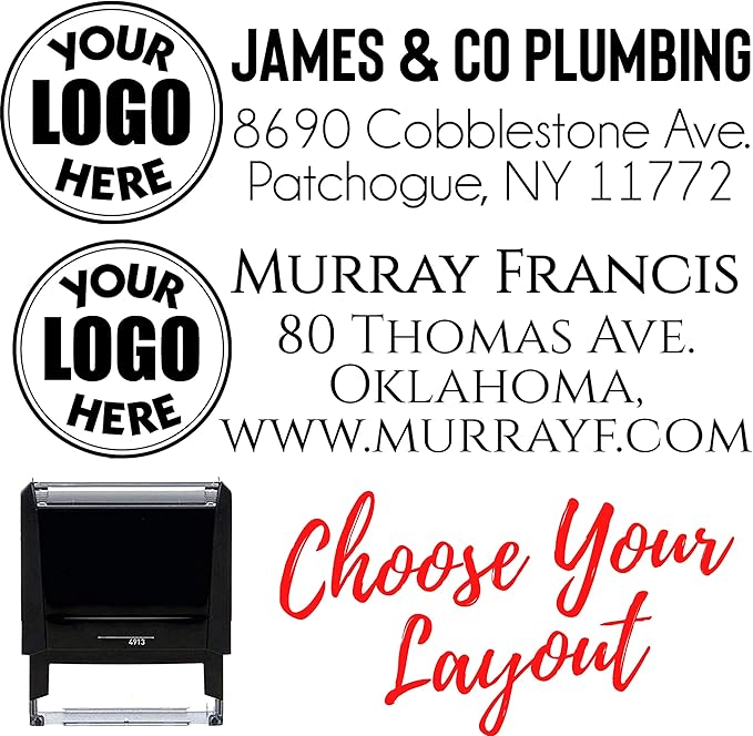 Custom Logo Stamp Custom Image Stamper Personalized Stamp Business Logo Stamp Business Logo or Image 7/8" x 2-3/8" (Red)