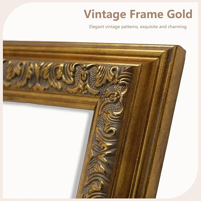 VIOLABBEY 5x7 Picture Frame Gold, Vintage Photo Frames Ornate without Mat for Tabletop or Wall Hanging