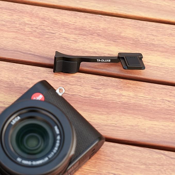 Thumb Up Grip for Leica D-LUX8 DLUX8, Aluminum Alloy Thumb Grip with Hot Shoe Cover Protector Thumb Rest Support Holder, Not Affect The Use of DLUX8 Camera Buttons, D-LUX 8 Camera Accessories - Black