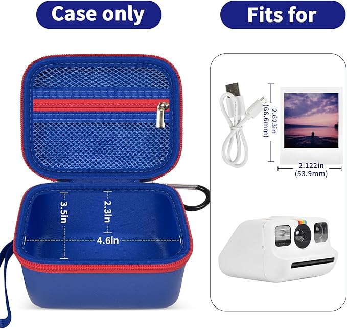 ANKHOH Digital Camera Case for Polaroid Go Generation 2 Gen 2/9035/9071/9070 Instant Mini Camera, Instax Film Cameras Storage with Mesh Pocket for Photo, Stickers (Box Only) (Blue)