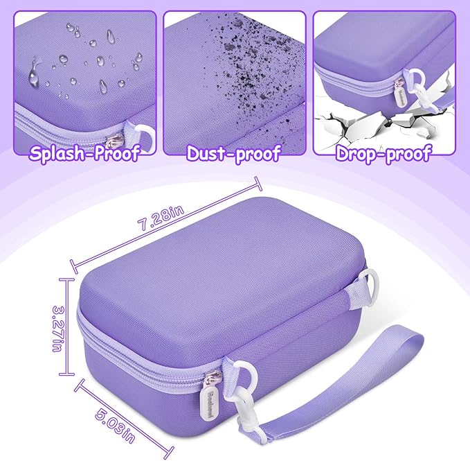 Kids Instant Print Camera Case for Dylanto/for Gofunly/for DUDUDRAGON/for ESOXOFFORE, Digital Video Camera Storage Box with 3 Roll Papers, Holder for Color Pen and Accessories (Bag Only)- Purple