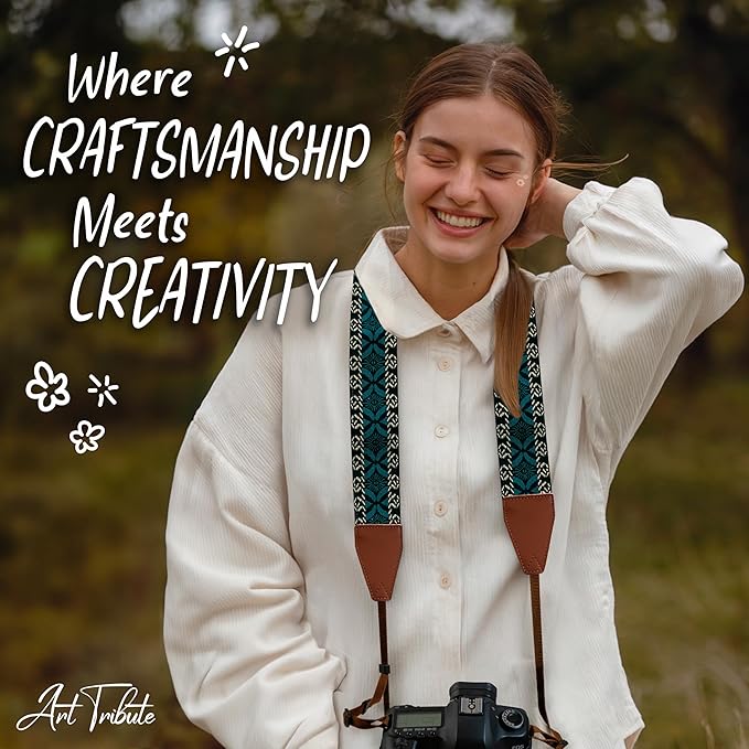 Art Tribute Camera Strap for All DSLR and Mirrorless Cameras. Add Your Name Or Initials Make It a Personalized Gift