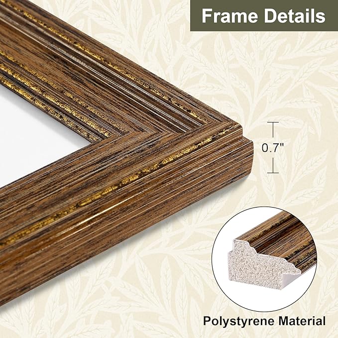 Vittanly 4x6 Picture Frame Set of 4, Vintage Photo Frame for Wall or Tabletop, Display 4x6 Pictures, Rustic Farmhouse Home Decor, Walnut