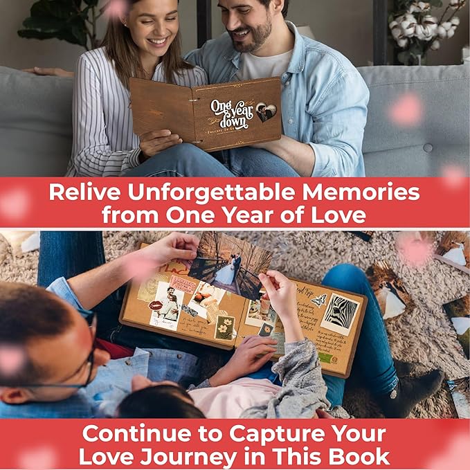 Stofinity 1 Year Anniversary Boyfriend Gifts - One Year Dating Gifts For Her Girlfriend, 1 Year Anniversary Scrapbook, 1st Wedding Gift