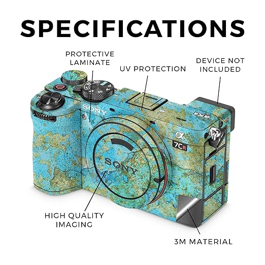Glossy Glitter Camera Skin Compatible with Sony Alpha 7CR Camera (2023) - Teal Marble - Premium 3M Vinyl Protective Wrap Decal Cover - Easy to Apply | Crafted in The USA by MightySkins