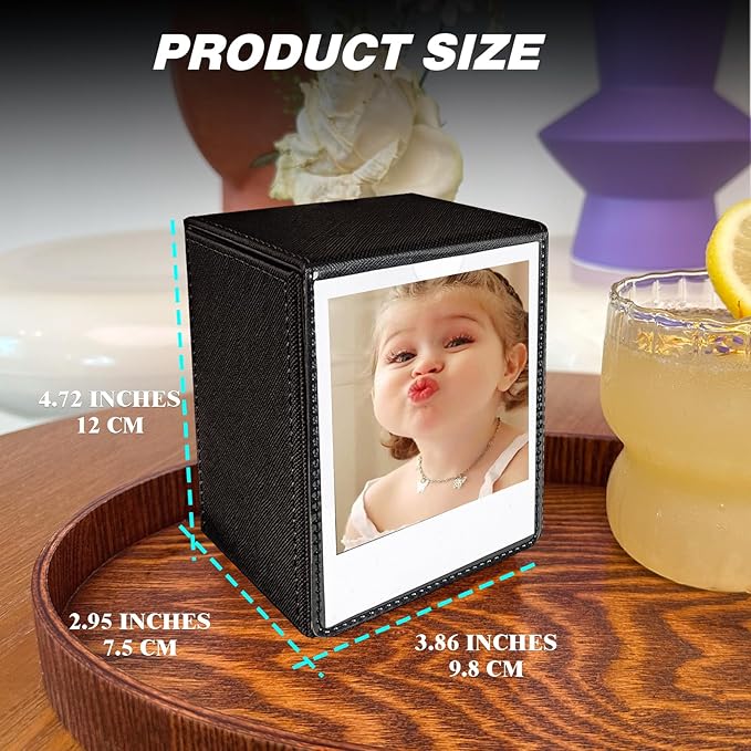 WOGOZAN Picture Holder Case for Polaroid 600/I-Type/NOW/OneStep/Fujifilm Instax Wide/Wide EVO/Wide 400/300/210 Instant Camera Films Vertical Photo Protection Case Can Hold 50+ Films (Only One) - Black