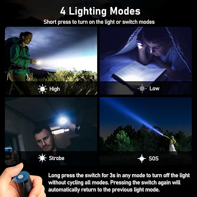 Blukar Flashlight Rechargeable, High Lumens Flashlight, Super Bright Small LED Flash Light- Zoomable, Adjustable Brightness, Long Lasting for Camping, Outdoors and Home Emergency