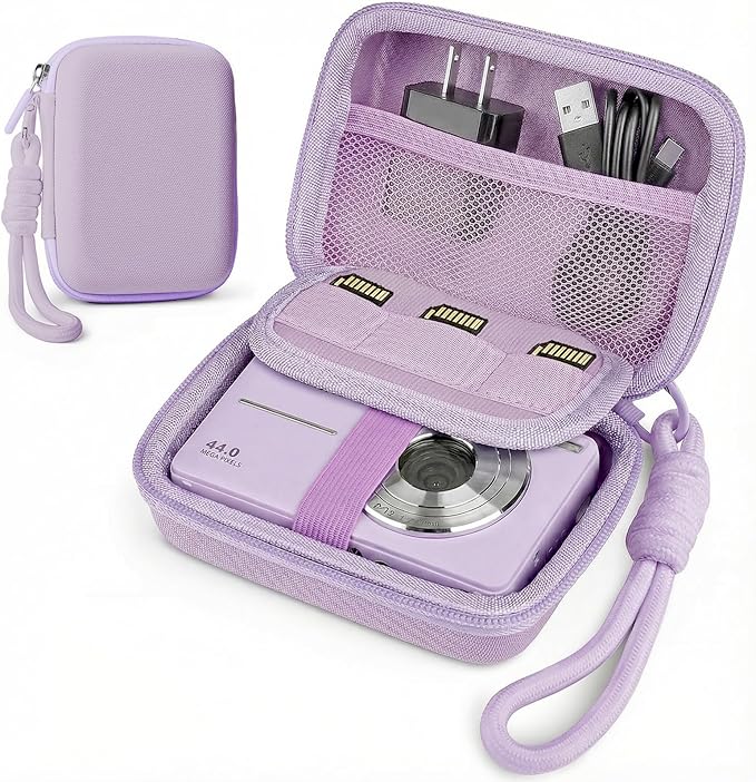 Roseliya Digital Camera Case Compatible with VAHOIALD FHD 1080P/ for CAMKORY Digital Point and Shoot/for KODAK PIXPRO FZ45-BK 16MP Vlogging/for IWEUKJLO/for Nsoela, Holder for SD Card More (Purple)