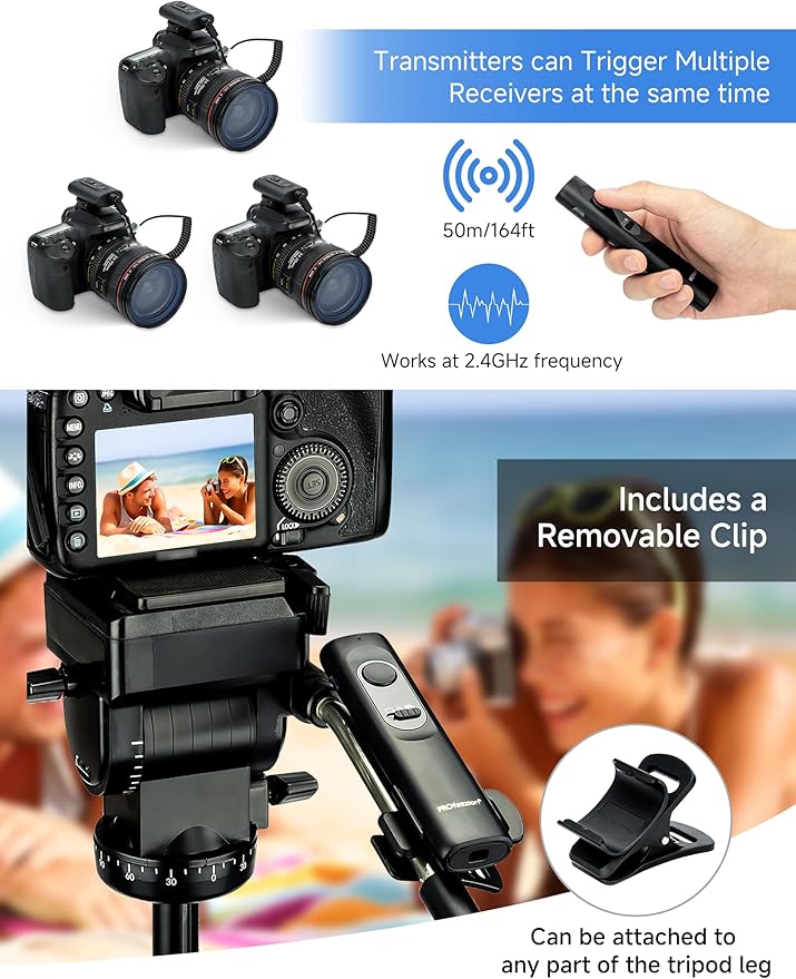 PROfezzion [164'] Wireless Shutter Release Remote Control for Canon EOS R5 R3 R1 5D Mark IV III II 6D Mark II 7D Mark II 5Ds R 1Dx Mark III II Camera, Radio Control Shutter Release with AAA Battery