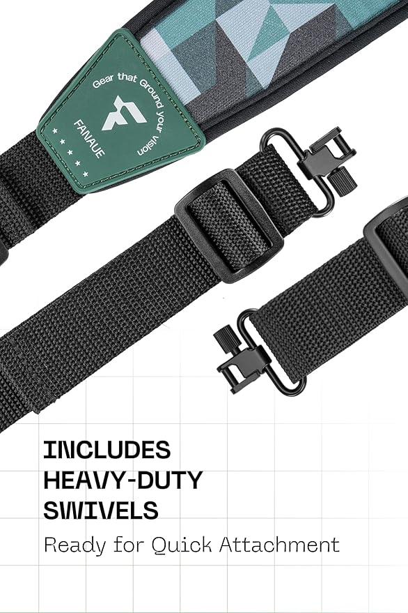 FANAUE Rifle Sling, Two Point Gun Sling with Swivels, Length Adjustable Padded Rifle Shoulder Strap for Hunting Shooting and Outdoors
