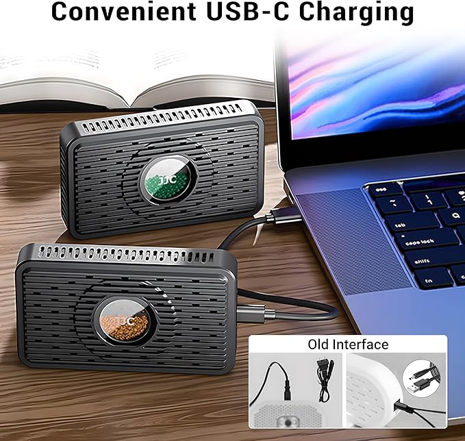 2-Pack Reusable Desiccant Dehumidifier with 70g Silica Gel, Portable Moisture Absorber for Gun Safe, Camera Lens Electronic Dry Cabinet, 3D Printer Filaments Storage & Guitar Bag, USB-C Charging