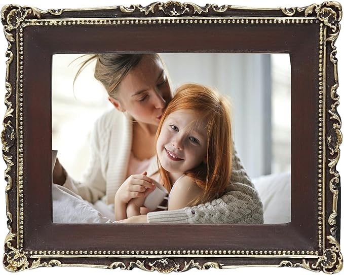 Hymmah 2.5 * 3.5Inch Mini Wallet Picture Frame Vintage Photo Frame Ornate Textured Hand-Crafted Resin Frame with Easel&Hook for Tabletop&Wall Display,Photo Gallery,Art