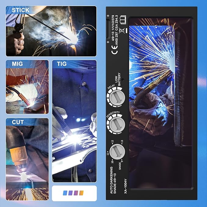 SHINE 2x4 1/4 Auto Darkening Welding Lens, Ultra Clear, Variable Shade 4/9-13, True Color Technology for Pipeliner Pancake Welding Hood and Fibre-Metal Welding Hoods