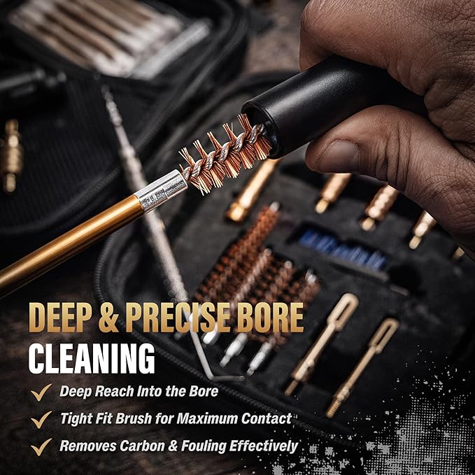 GLORYFIRE Gun Cleaning Kit Fits .22 .357/9mm .38 .40 .45 Cal Universal Handguns & Pistols Compact Carrying Case for Portability Multiple Styles with Brass or Plastic Jags & Tips for Shooting and Range