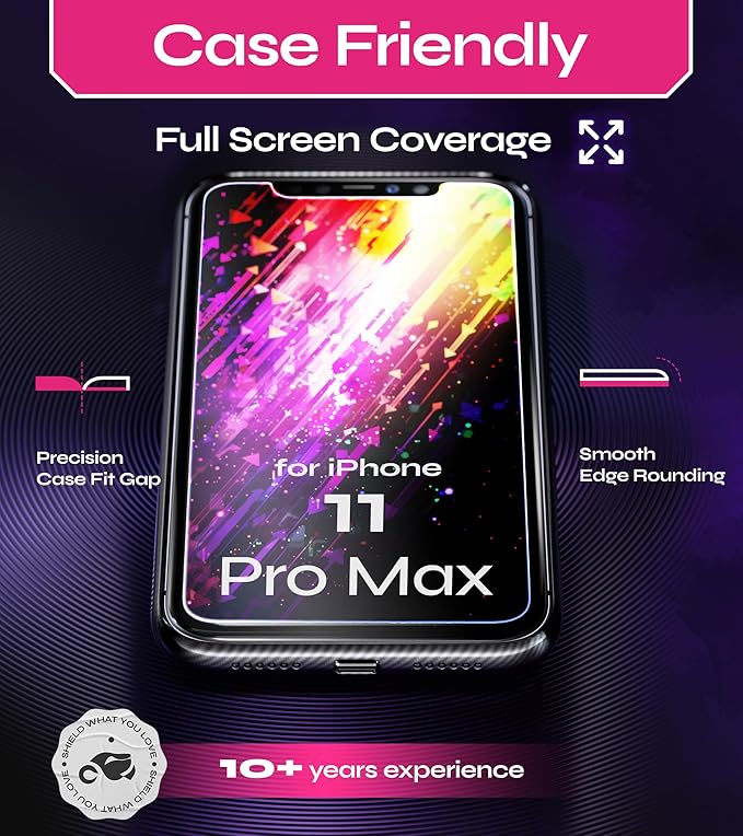 Defenslim Screen Protector for iPhone 11 Pro Max (2Pack), Easy Auto-Align Install Kit, 6.5" Tempered Glass, 9H Hardness, Ultra HD Clear, Case Friendly, EasyShield