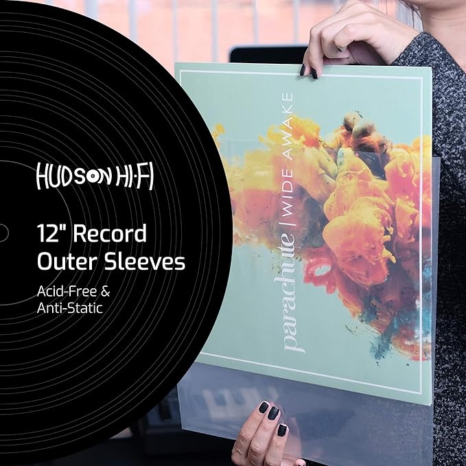 New Hudson Hi-Fi Vinyl Record Outer Sleeve Covers - 500 Pack - Premium Crystal Clear Sleeves - Protect Your LP Albums from Scratches, Dirt & Dust - 3 Layers of 30µm Thick No-Acid Exterior Disc Cover