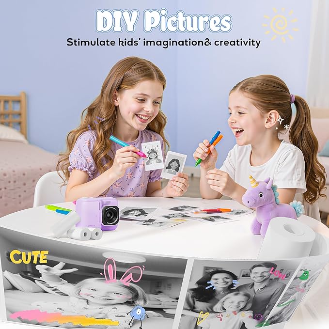 Kids Instant Print Camera Paper, Thermal Printing Refill Set for Toddler Camera, Compatible with ETIKEZ Funshot 20, HD Camera Thermal Printing Paper, 2.2" x 26ft (5.6cmx8m) Per Roll, 5 Rolls