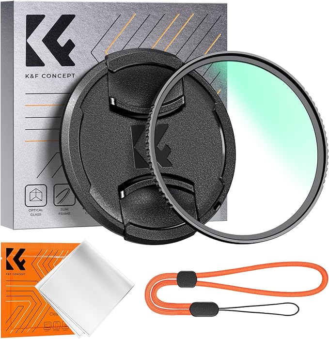 K&F CONCEPT 82mm MC UV Lens Protection Filter with Lens Cap Cleaning Cloth Optical Glass Ultra Slim 18 Multi-Layer Coatings Camera Lens UV Filter (K-Series)