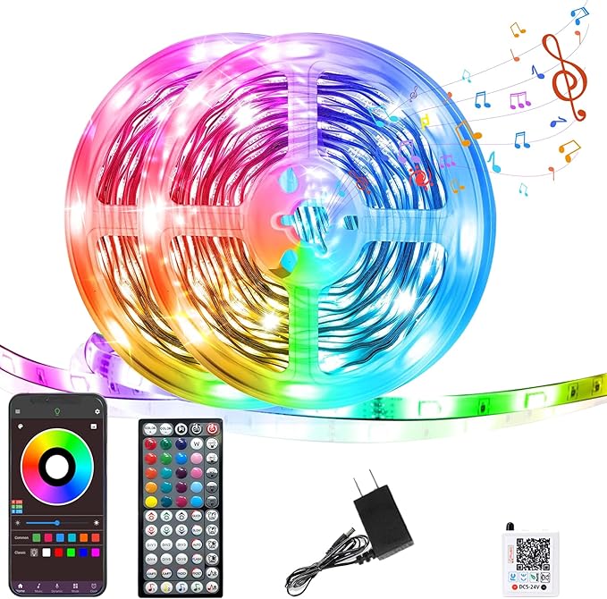 Led Lights for Bedroom 200FT, RGB Led Strip Lights Color Changing Indoor, Music Sync Led Light Strip with Remote & App Control, DIY Fancy Led Lights for Room Decor Ambient Lighting (2 * 100FT)