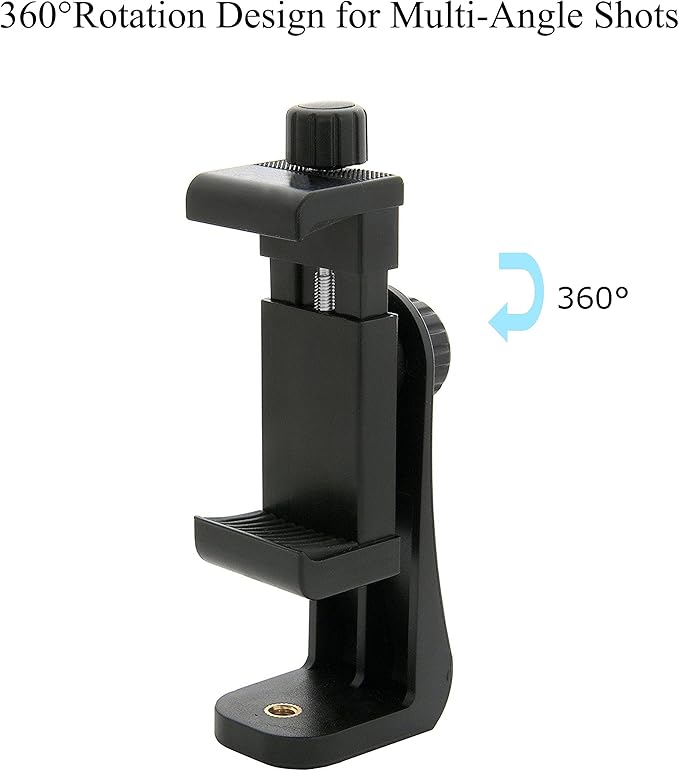 Ailun Phone Holder/Vertical and Horizontal Tripod Mount Adapter Rotatable Bracket with 1/4 inch Screw, Adjustable Clip for iPhone, Android Cell Phone, Selfie Stick, Camera Stand