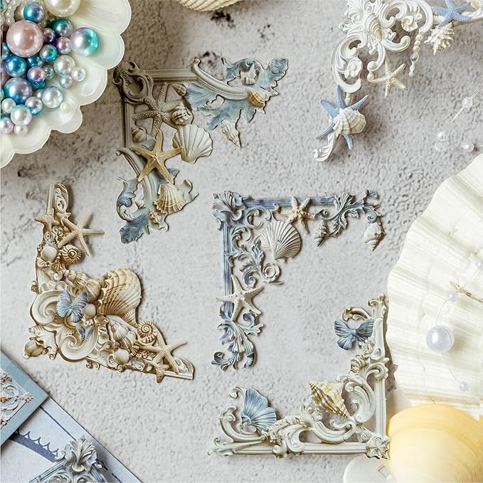 120Pcs Vintage Photo Frame Corners Decorative Paper, Embossed Cardstock Cutouts, Picture Border Frames for Scarpbooking Card Making Junk Journaling Collage Craft Embellishment Album Decor Non-Sticky