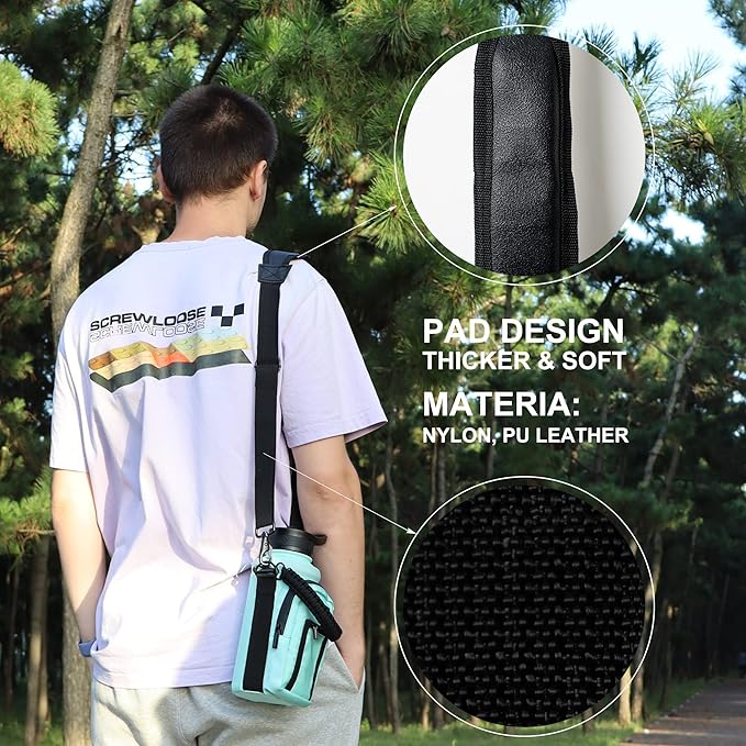 NATURE PIONEOR Universal Shoulder Strap Replacement, Thick Non-slip Pad Adjustable Strap with Metal Hooks for Laptop Messenger Crossbody Bag