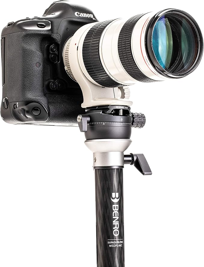 Benro SupaDupa Carbon Fiber Monopod – Lightweight 6-Section Professional Camera & Video Monopod with Leveling Pan Base, Twist Locks, and Reversible Mount for DSLR, Mirrorless & Camcorders (MSDPL46C)