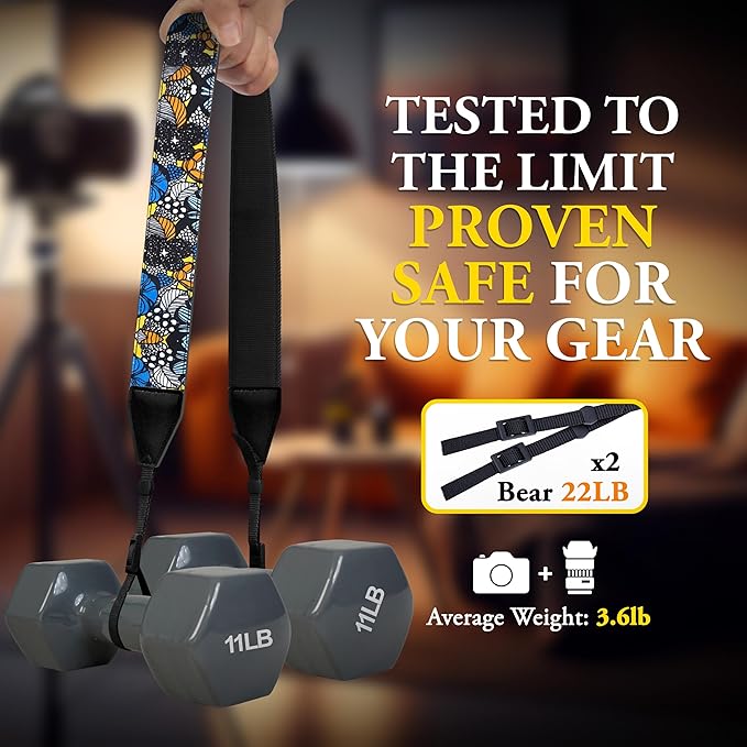 Art Tribute Camera Strap for All DSLR and Mirrorless Cameras. Add Your Name Or Initials Make It a Personalized Gift