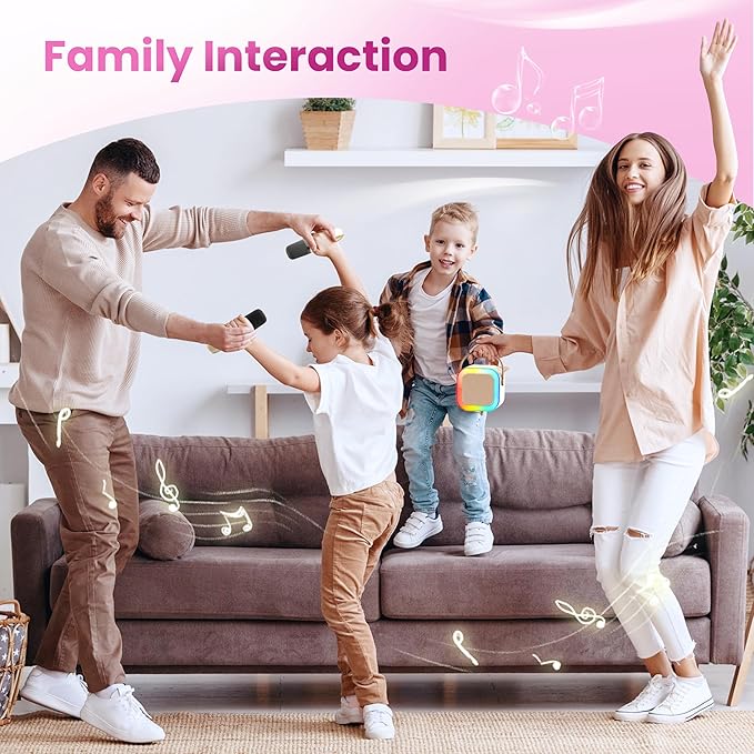 Mini Karaoke Machine for Kids Adults, Portable Bluetooth Speaker with 2 Wireless Karaoke Microphones, 2026 TOP Birthday for Girls Boys 3,4,5,6,7,8+Year Old Toddler Toys Karaoke Player(Gold)
