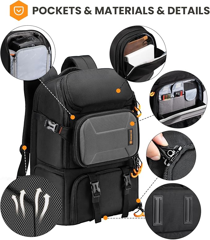 TARION Professional Camera Backpack Large - DSLR Bag with 15.6" Laptop Compartment Tripod Holder Waterproof Raincover Outdoor Hiking Travel for Men Women Photographers - PBL