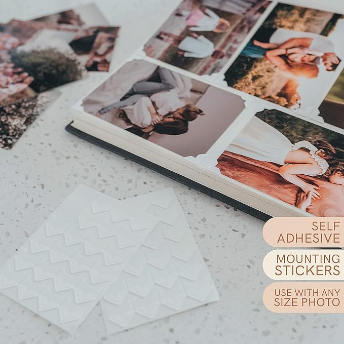 Photo Corner Stickers - 240 Adhesive Picture Mounting Corners for Scrapbooking and Photo Albums, Acid-Free and Easy to Use