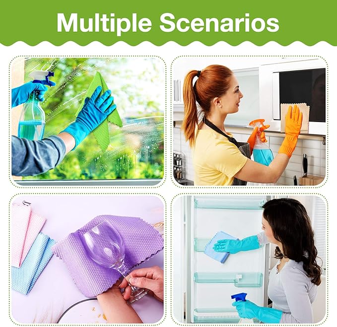9 Pieces Fish Scale Cloth Microfiber Cleaning Nanoscale Glass Cleaning Cloth Wave Pattern Fish Scale Rag for Washing Windows, Mirrors and More (Basic Colors)