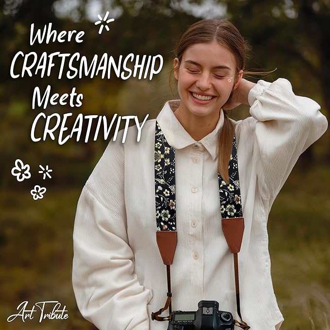 Art Tribute Camera Strap for All DSLR and Mirrorless Cameras. Add Your Name Or Initials Make It a Personalized Gift