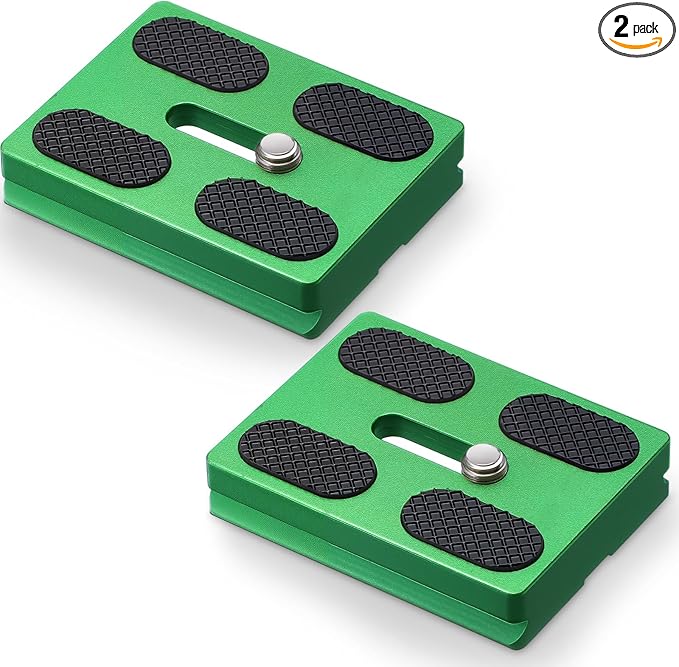 Frienda 2 Pieces Metal Quick Release Plate with 1/4''-20 Camera Screw Tripod Mount Plate Fits Standard for DSLR Camera Tripod Ball Head (Green,Pu50)