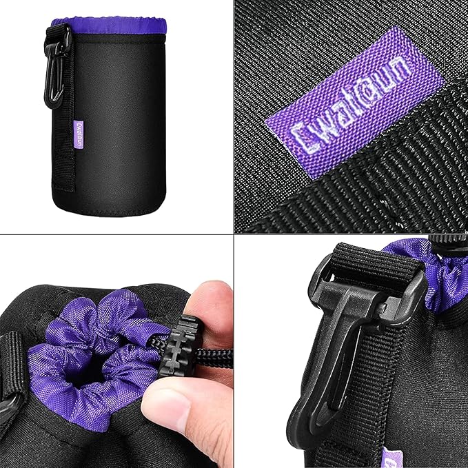 Cwatcun 4 Pack Lens Pouch Set, Camera Lens Case Bag with Thick Protective Neoprene, for Canon Nikon Sony Pentax Olympus Panasonic Fuji Sigma DSLR SLR Camera Lens (Size Small, Medium, Large, X Large)