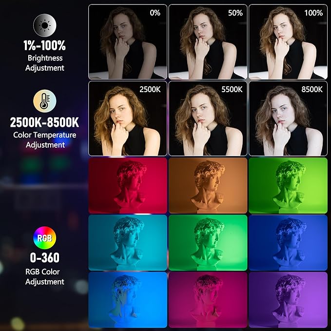 VILTROX K60 2 Pack RGB LED Video Light Stick with APP Control, Handheld 360° RGB Tube Light Wand for Photography, 2500K-8500K Dimmable, CRI97+,26 Light Scenes, LCD Display, 2200mAh Battery