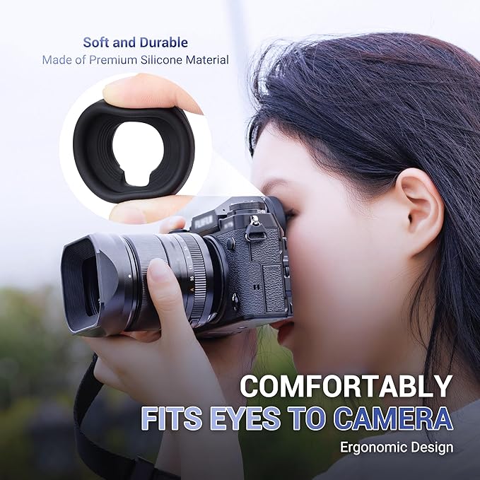 JJC EC-GFX Round Eyecup Eye Cup Eyepiece Viewfinder for Fuji Fujifilm X-T5 XT5 X-T4 XT4 X-T3 XT3 X-T2 XT2 X-T1 GFX100 II GFX100 GFX100S GFX50S II GFX 50S X-H2S X-H2 X-H1, Replaces Fuji EC-GFX Eyecup