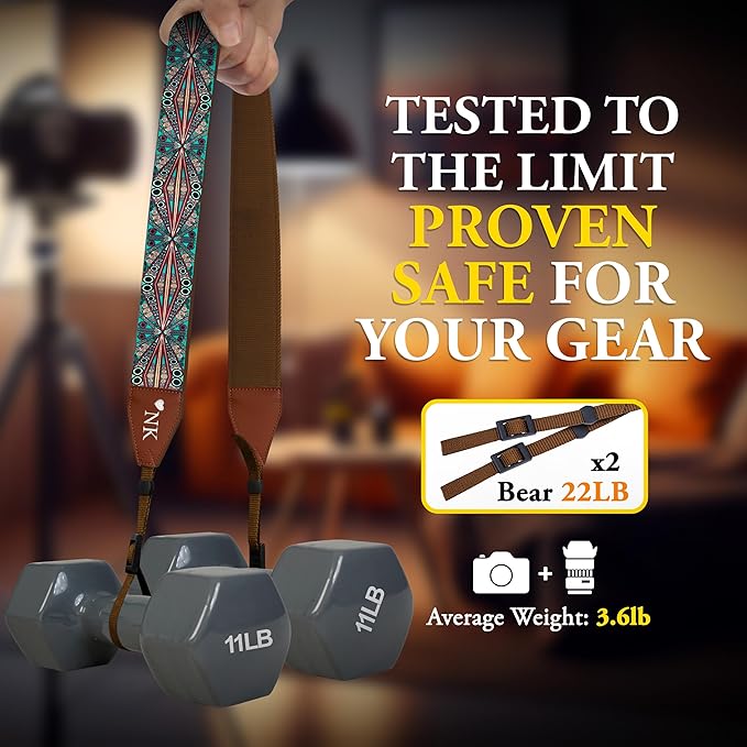 Art Tribute Camera Strap for All DSLR and Mirrorless Cameras. Add Your Name Or Initials Make It a Personalized Gift