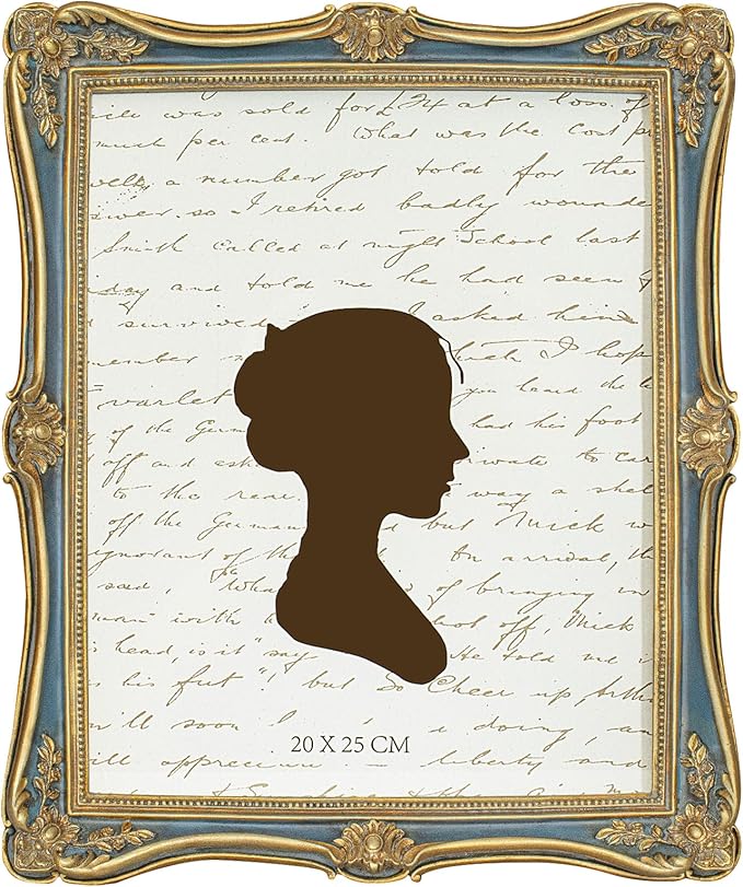 AELS 5x7/8x10 Inch Vintage Picture Frame, Elegant Antique Photo Frames with Glass Front, Photo Display, Tabletop Wall Hanging, Gift Ideas, Gold (Gold and Blue, 8x10)